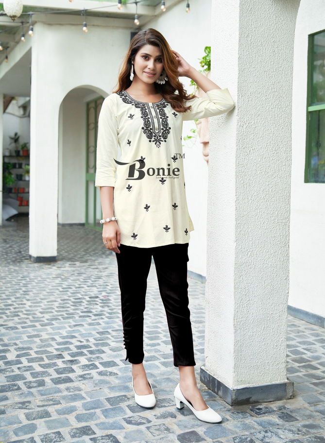 Bonie Aisha Vol 2 Rayon Lucknowi Work Designer Short Top Suppliers In Mumbai
